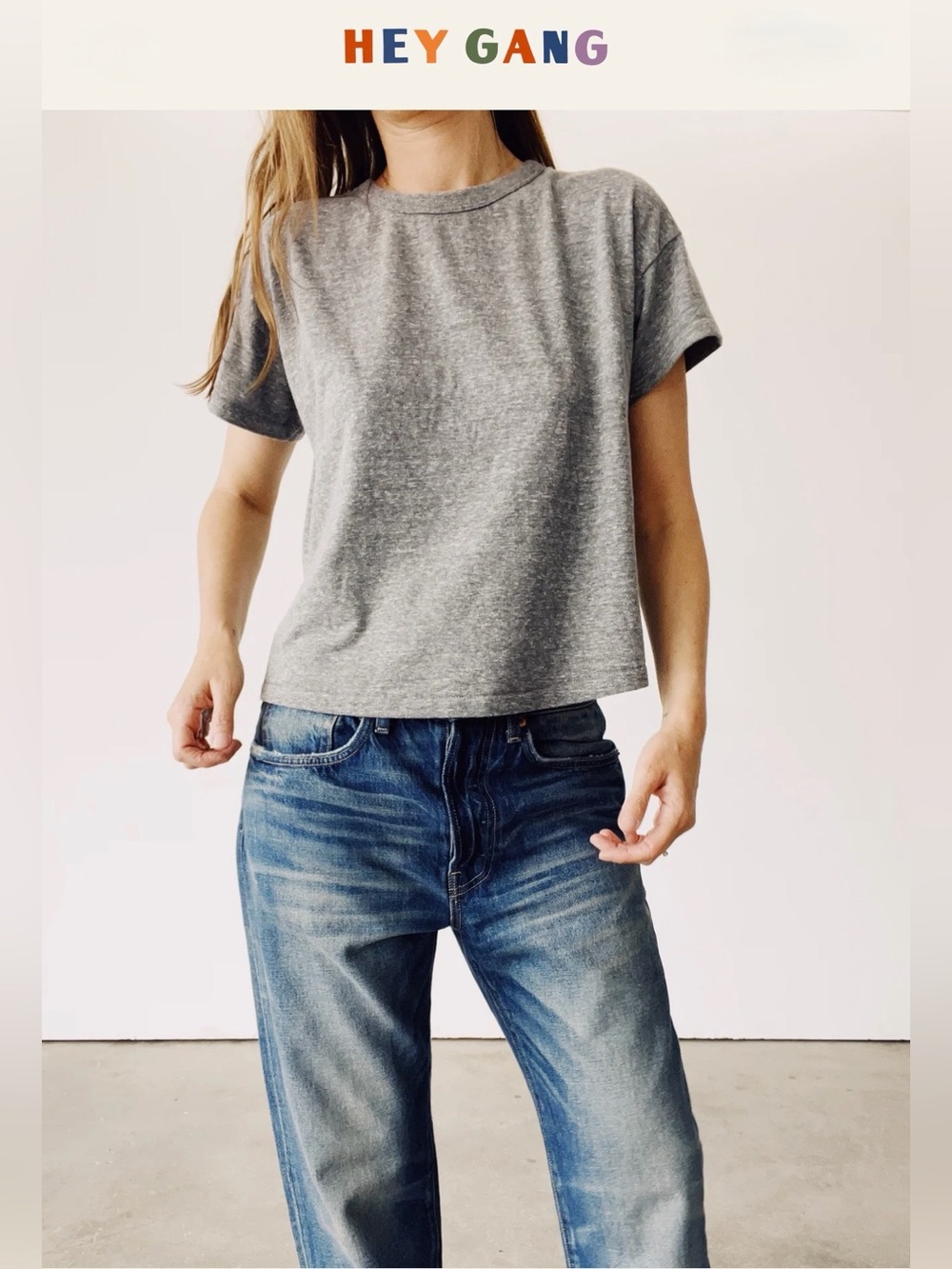 Hey Gang - 3pk Boxy Tee Women's (Gray, Natural, Black) Short Sleeve Tee Size 0 - Picture 2 of 5